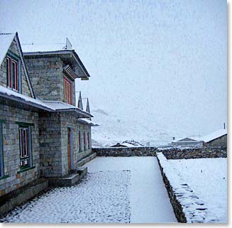 It started to snow in Pheriche just after we arrived.