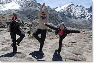 The girls test their balance and acclimatization.