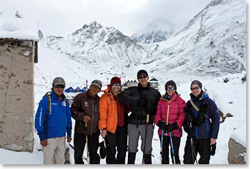 The team gathers before leaving Gorak Shep for base camp.