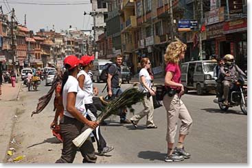 Exploring the historic streets of Kathmandu.