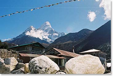 Our lodge in Pangboche with Ama Dablam in the background