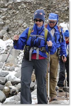 Theresa and Mike on the icy bridge.