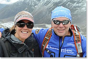 On the way to Lobuche at 16,000ft, we met Dr Luanne Freer from the Everest ER clinic at Base Camp.  She had received 1000 Hanes Beefy Tee shirts with the Everest ER logo as a gift from Hanesbrands.  Mike Abbott made this happen and Luanne is very appreciative.