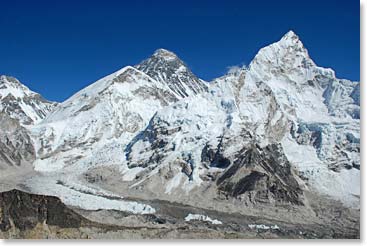 The classic view of Mount Everest and the Khumbu Icefall from Kala Patar.