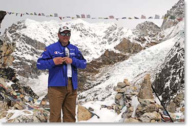 Mike Abbott at a rest stop just below the summit.