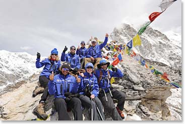 A mountaintop experience!  The team on the summit of Kala Patar.