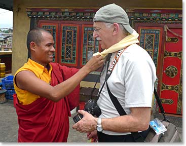 Doug being blessed by a Lama