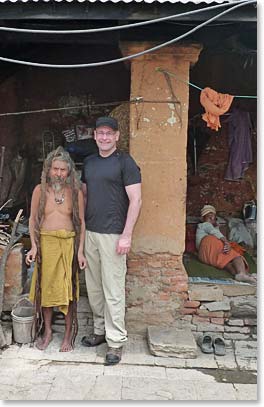 Trevor with a holy man