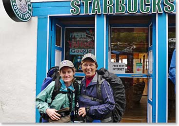 Marta and Brenda at the Lukla Starbucks