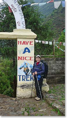Brenda on the trail to Phakding.