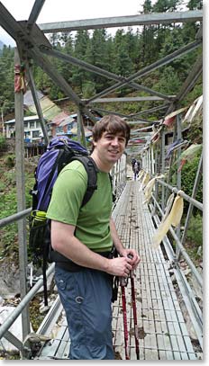 Andrew on one of the many bridges that we will cross on our trek