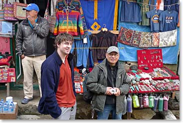 James and Andrew do some shopping
