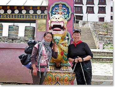 Pasang and Brenda outside the monastery