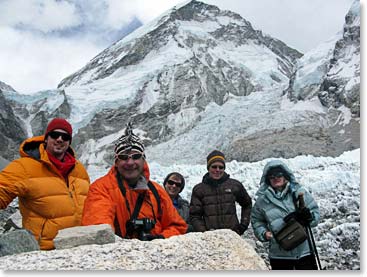 Andrew, Trevor, Brenda, Chris and Marta at Everest Base Camp.