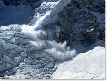 We saw an avalanche from the trail, but it was really quite far from us so we weren't worried.