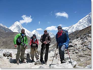 Trevor, Marta, Chris and Andrew, ready to go down to a lower altitude