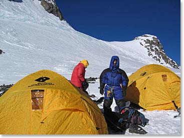 An idea of what it looks like at the South Col. It looks nice and warn in this picture, but it is COLD!