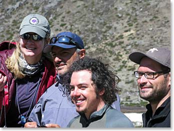Jamie's friends George, Drew and David were all really excited to hear the radio call from the very summit.