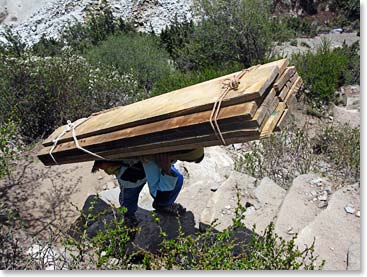 We saw lots of wood being carried up the valley. There is a new lodge being built.
