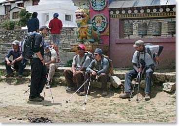 Taking a break at Tengboche