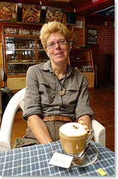 Chris enjoying a latte