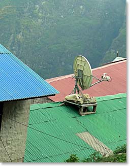 Another Namche extreme: everyone seems to have a satellite dish in their home.