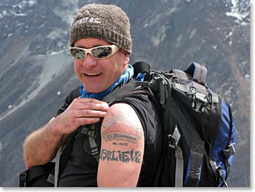 Trevor's tattoo of Kilimanjaro. He has plans of getting an Everest Base Camp tattoo now!