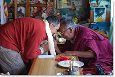 George being blessed by Lama Geshe