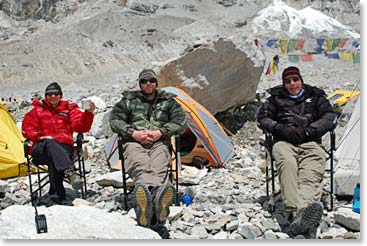 Allison, Steve and Wes wasted no time finding the Base Camp Patio.