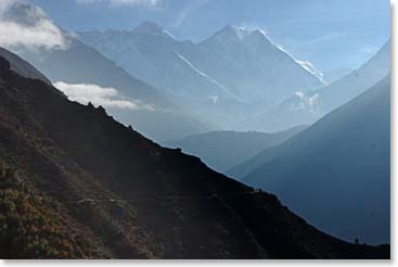 Looking back up the trail as we reach Namche.