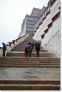 Climbing the steps during our tour of the palace