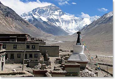 Views of Mount Everest from the Rongbuk Monastery