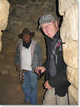 Michael and Theo inside the ruins