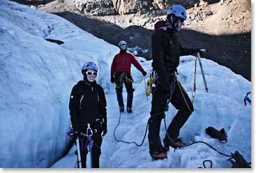 The team enjoying the glacier class