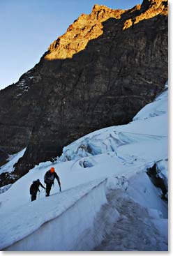 Going up the glacier