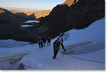 Heading upwards in the early morning darkness