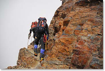 Going back up the rock section on our way down