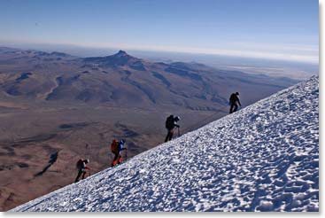 Climbing Sajama in the early light