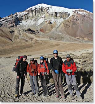 The team coming down from Sajama high camp