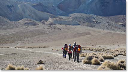 The team moving up to Sajama base camp