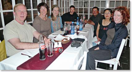 The whole team gathers for our farewell dinner