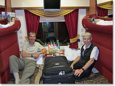 Paule and Linda were cozy on board. As the train rolled out, midnight passed and it was Linda’sbirthday!