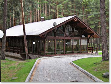 Our dining room is set in a beautiful location in the forest.