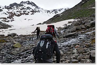 Team climbing higher into the basin