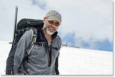 Bill with his ice axe. We got our first ice axe practice on Sunday.