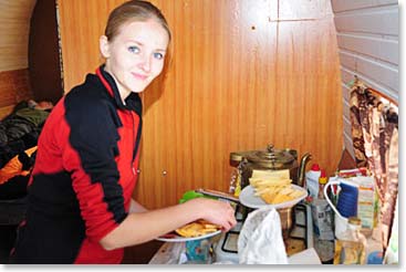 Anastasia, our cook, prepared our first lunch at the Barrels.