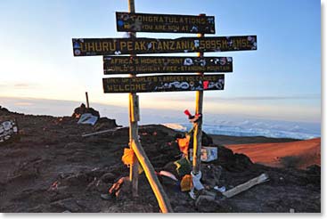 The famous sign on the summit, a welcomed sight!