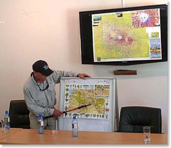 Wally going over some details of our route