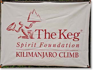 We arrived to see our own custom Keg Spirit Foundation sign at the Lemosho Glades.