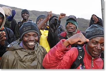 Berg Adventures singing team in Karanga camp